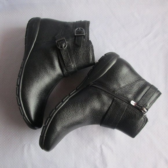 💫 SOLD - EASY SPIRIT AURELIA AUTHENTIC LEATHER BLACK ANKLE BOOTS - SIZE 7 - Picture 6 of 15